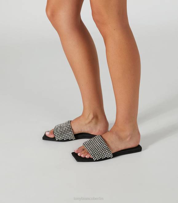 Sandalen| de Tony Bianco Frauen ellery Wohnungen Kristall/Schwarz 4624659